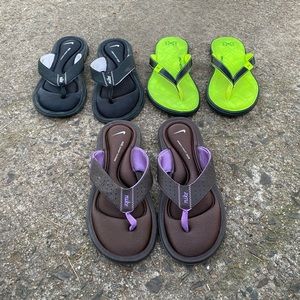 2 Nike & 1 Under-armour  flip flops